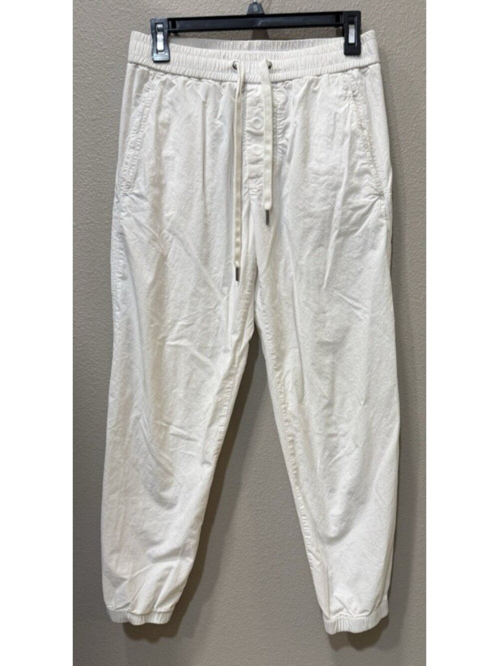 James Perse Pants Womens Sz 1 Small White Jogger Elastic Waist Casual Drawstring